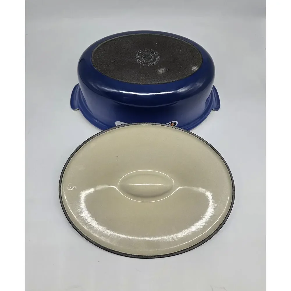 Vtg. Le Creuset Terrine Oval 28cm Azure Blue Williams-Sonoma Covered Casserole